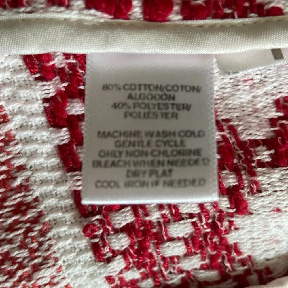 Loft Red and White Textured Blazer size 4